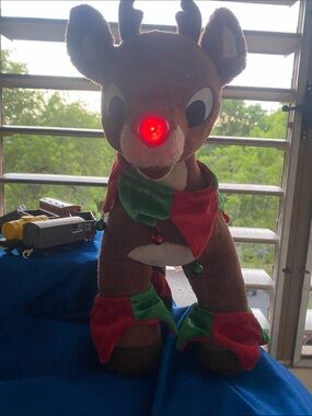 Build-A-Bear Brown Reindeer with Red Light-Up Nose and Red & Green Accessories